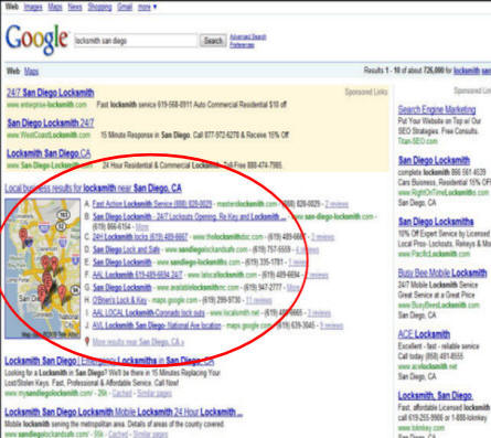 Google search results